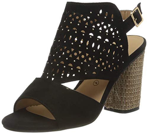 THE DIVINE FACTORY Lova, Sandalias con Correa de Tobillo Mujer, Negro (Negro 010), 39 EU