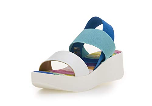 The FLEXX Maya Sandalia de Plataforma Mujer Blanco y Verde Agua 38 EU
