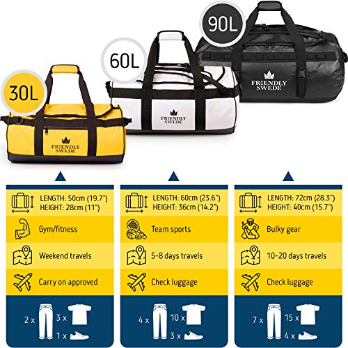 The Friendly Swede Duffel Bolsa de Viaje y Deporte Convertible en Mochila - Duffle Bag (Capacidad: 30l/ 60l/ 90l) (60L Verde)