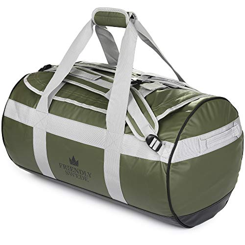 The Friendly Swede Duffel Bolsa de Viaje y Deporte Convertible en Mochila - Duffle Bag (Capacidad: 30l/ 60l/ 90l) (60L Verde)