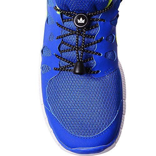 The Friendly Swede Pack de 5 Cordones Elásticos para Zapatos Sin Atar (120 cm) - Cordones de Bloqueo con Inserciones Reflectantes GARANTÍA DE POR VIDA (Negro)