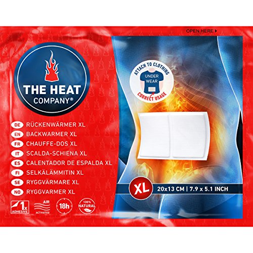 THE HEAT COMPANY Calentador de Espalda XL - 3 piezas - EXTRA CÁLIDO - adhesivo - Calentador Cuerpo XL - 18 horas de calor acogedor - calor instantáneo - activado por aire - puro natural