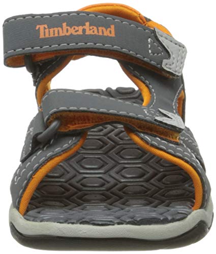 Timberland Adventure Seeker 2 Strap (Youth), Sandalias de Punta Descubierta, Gris Medium Grey with Orange, 34 EU