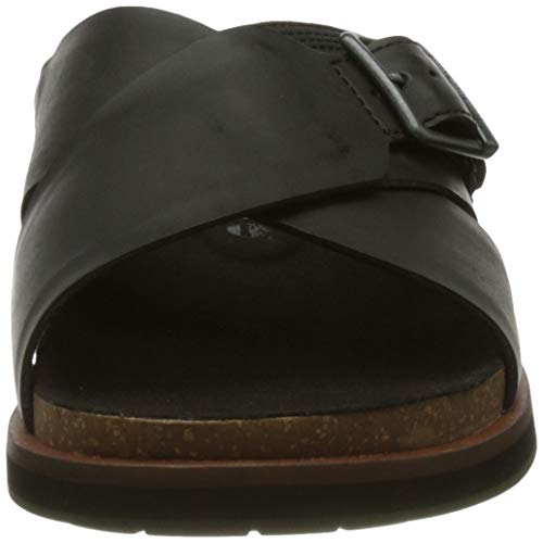 Timberland Amalfi Vibes Cross Slide, Sandalias Hombre, Negro Black Leather, 40 EU