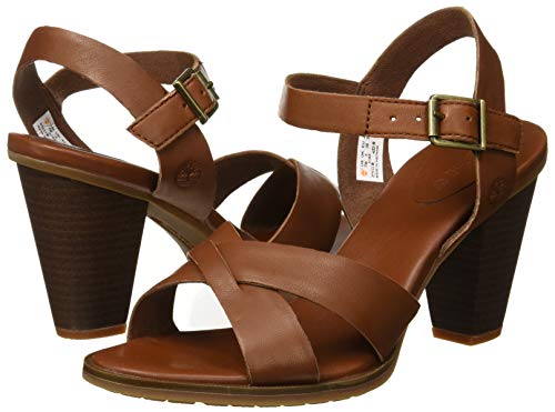 Timberland Derby Heights, Sandalia con Pulsera Mujer, Marrón MD Brown Full Grain, 37.5 EU