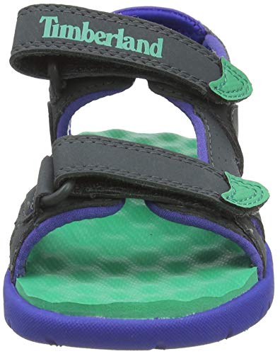 Timberland Perkins Row 2-Strap (Junior), Sandalias de Punta Descubierta Unisex Adulto, Verde Dark Grey with Green, 39 EU