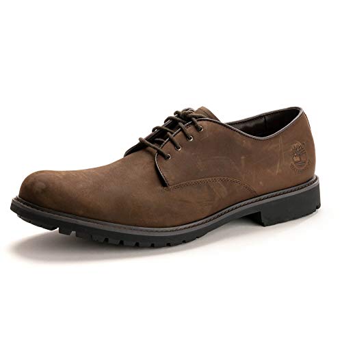 Timberland Stormbucks Plain Toe, Zapatos de Cordones Oxford Hombre, Marrón Dark Brown Nubuck, 44.5 EU