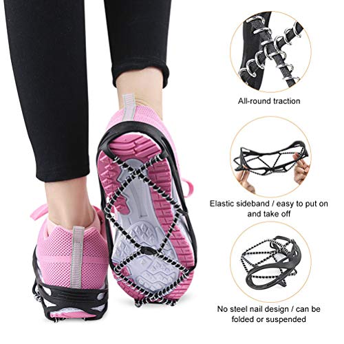 Tixiyu 1 par de agarres antideslizantes para zapatos de nieve y hielo, tacos de tracción para senderismo, pesca, escalada, caminar, trotar