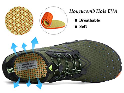 Tmaza Zapatos de Agua Mujer Secado Rápido Escarpines Piscina Respirable Antideslizante Escarpines Snorkel para Vela,Kayak,Buceo Verde 38 EU