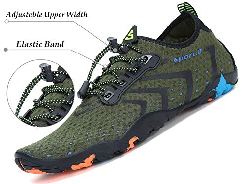Tmaza Zapatos de Agua Mujer Secado Rápido Escarpines Piscina Respirable Antideslizante Escarpines Snorkel para Vela,Kayak,Buceo Verde 38 EU