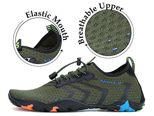 Tmaza Zapatos de Agua Mujer Secado Rápido Escarpines Piscina Respirable Antideslizante Escarpines Snorkel para Vela,Kayak,Buceo Verde 38 EU