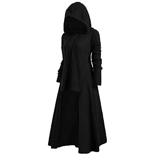 Toctax Vestido con Capucha para Mujer Vestidos de Manga Larga de Fiesta Medieval Vestidos de Disfraces de Fiesta de Halloween Renacentistas Mujeres Chaqueta Punk Vintage Ropa