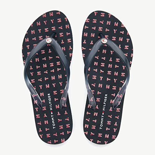 Tommy Hilfiger Colorful Tommy Flat Beach Sandal, Chanclas Niñas, Azul (Midnight 403), 35 EU
