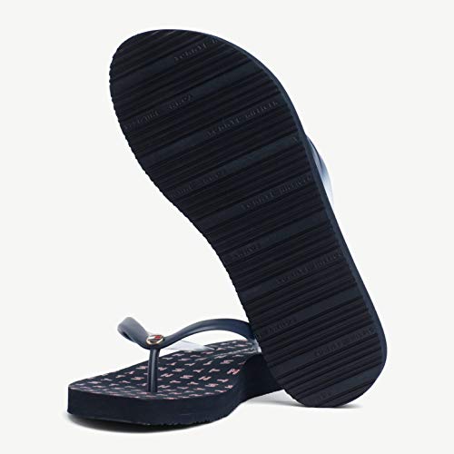 Tommy Hilfiger Colorful Tommy Flat Beach Sandal, Chanclas Niñas, Azul (Midnight 403), 35 EU