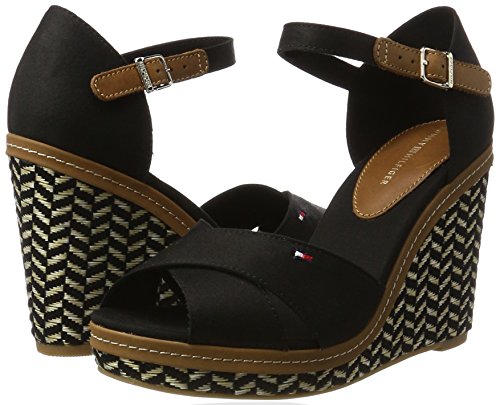 Tommy Hilfiger E1285lena 43d, Zapatos de tacón Alto con Correa de Tobillo Mujer, Negro (Black 990), 38 EU
