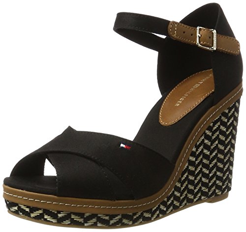 Tommy Hilfiger E1285lena 43d, Zapatos de tacón Alto con Correa de Tobillo Mujer, Negro (Black 990), 38 EU