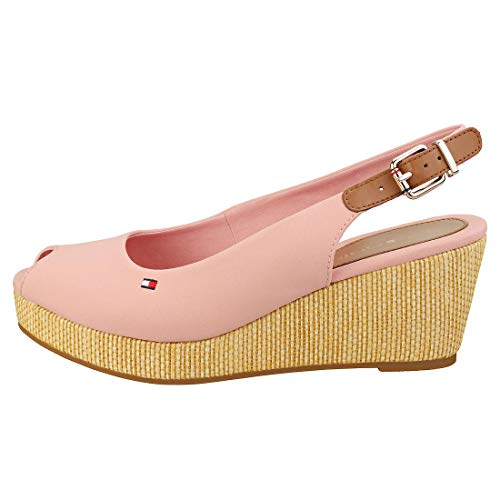 Tommy Hilfiger Elba 39D3, Sandalias con cuña Tipo Alpargatas Mujer, Rosa Relajante, 38 EU