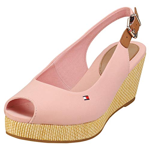 Tommy Hilfiger Elba 39D3, Sandalias con cuña Tipo Alpargatas Mujer, Rosa Relajante, 38 EU