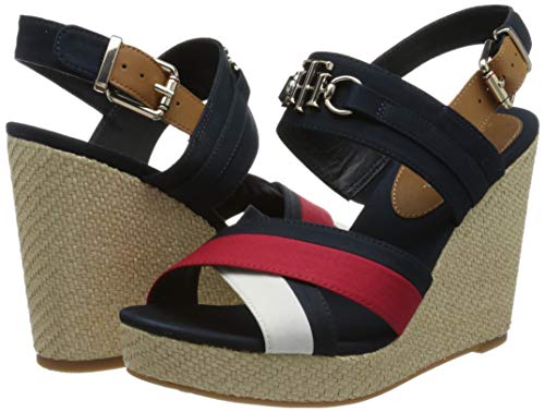 Tommy Hilfiger Elena 101D, Sandalias con cua Tipo Alpargatas Mujer, RWB, 38.5 EU