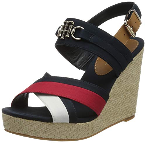 Tommy Hilfiger Elena 101D, Sandalias con cua Tipo Alpargatas Mujer, RWB, 38.5 EU