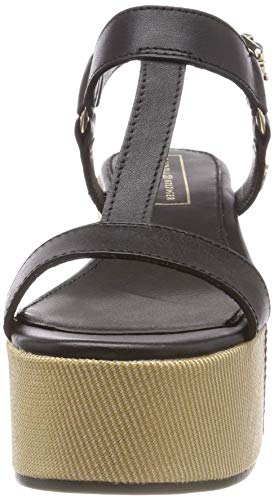Tommy Hilfiger Elevated Leather Flatform Sandal, Sandalias con Plataforma Mujer, Negro (Black 990), 40 EU