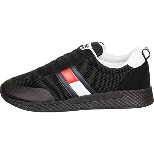 Tommy Hilfiger Flexi Tommy Jeans Flag Sneaker, Zapatillas Hombre, Negro (Black Bds), 42 EU