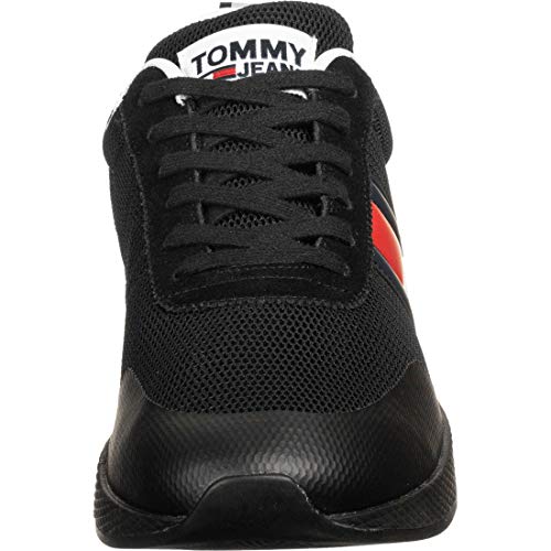 Tommy Hilfiger Flexi Tommy Jeans Flag Sneaker, Zapatillas Hombre, Negro (Black Bds), 42 EU