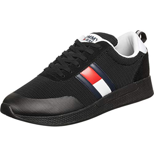 Tommy Hilfiger Flexi Tommy Jeans Flag Sneaker, Zapatillas Hombre, Negro (Black Bds), 42 EU