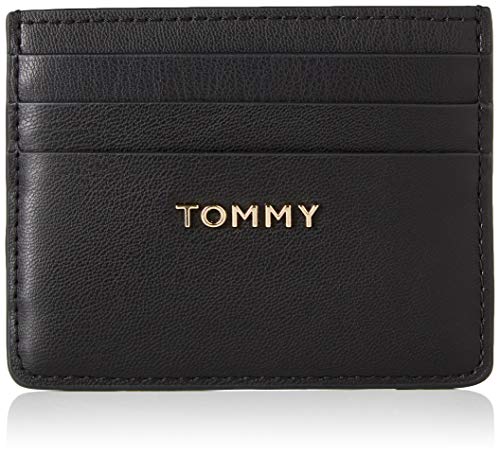 Tommy Hilfiger Iconic Tommy CC Holder, Productos de cuero pequeños para Mujer, Negro, One Size