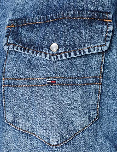 Tommy Hilfiger Oversized Denim Shirt Blusa, Azul (Valencia Mid Blue Rig 911), Small para Mujer