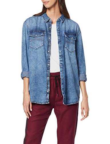 Tommy Hilfiger Oversized Denim Shirt Blusa, Azul (Valencia Mid Blue Rig 911), Small para Mujer
