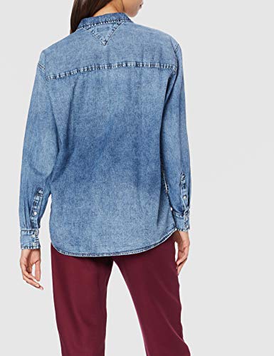 Tommy Hilfiger Oversized Denim Shirt Blusa, Azul (Valencia Mid Blue Rig 911), Small para Mujer