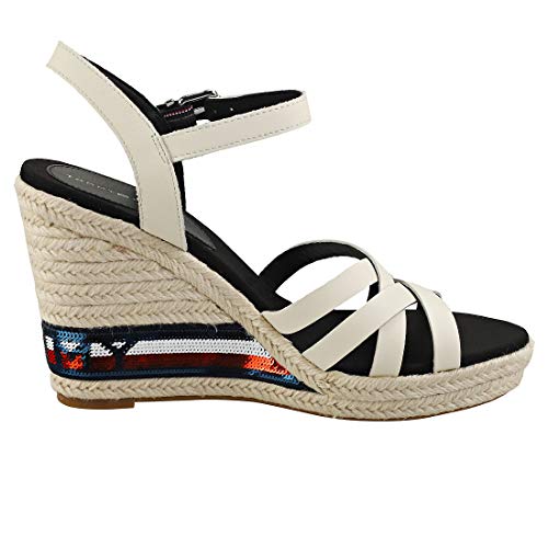 Tommy Hilfiger Sequins High Wedge Mujeres Sandalias Cuña Ivory - 37 EU