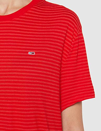 Tommy Hilfiger Textured Handfeel tee Jersey deportivo, Rojo (Flame Scarlet 667), Small para Mujer