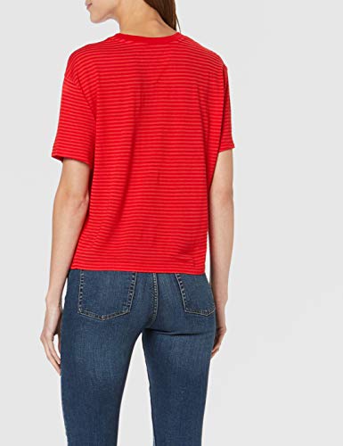 Tommy Hilfiger Textured Handfeel tee Jersey deportivo, Rojo (Flame Scarlet 667), Small para Mujer