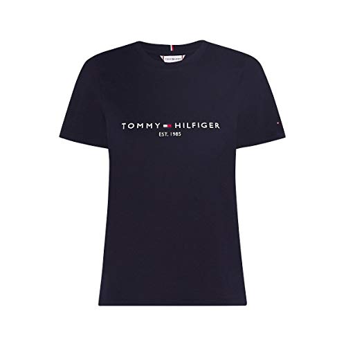 Tommy Hilfiger TH ESS Hilfiger C-NK REG tee SS Camiseta sin Mangas para bebés y niños pequeños, Cielo del Desierto, M para Mujer