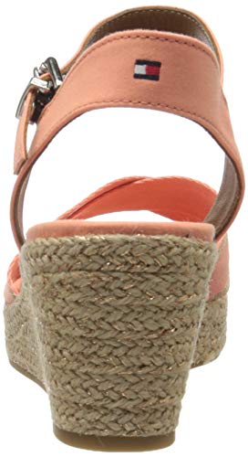 Tommy Hilfiger Tommy Metallic Mid Wedge Sandal, Sandalias con Punta Abierta Mujer, Naranja (Island Coral Sn7), 38 EU