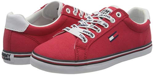 Tommy Jeans Essential Lace Up Sneaker, Zapatillas Mujer, Rojo (Deep Crimson Xnl), 37 EU