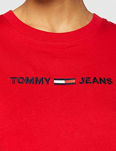 Tommy Jeans Tjw Modern Linear Logo tee Camiseta de Manga Corta, Rojo (Deep Crimson Xnl), XS para Mujer