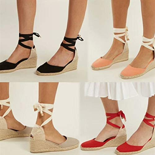 Tomwell Sandalias Mujer Cuña Alpargatas Moda Bohemias Romanas Sandals Rivet Playa Verano Tacon Zapatos A Rojo 39 EU