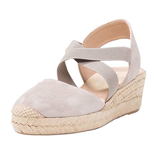 Tomwell Sandalias Mujer Cuña Alpargatas Moda Bohemias Romanas Sandals Rivet Playa Verano Tacon Zapatos B Albaricoque 35 EU