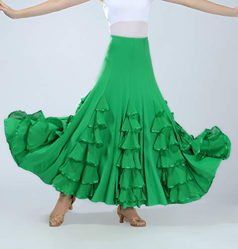 Tookang Flamenco Falda Grande del Columpio Vestido de Baile Moderno Tutu con Lentejuelas de Malla Baile de Salón