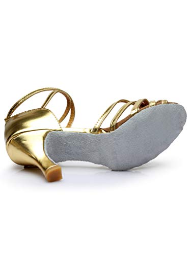 Tookang Mujeres Zapatos Latinos de Baile Zapatillas de Salón Salsa Performance Calzado de Danza (Tacón 7CM)