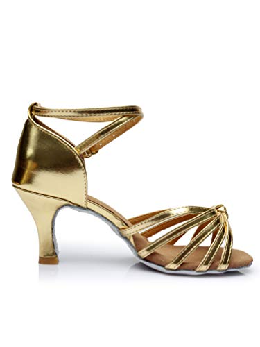 Tookang Mujeres Zapatos Latinos de Baile Zapatillas de Salón Salsa Performance Calzado de Danza (Tacón 7CM)