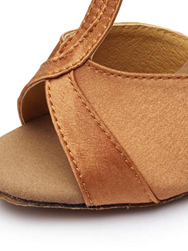 Tookang Mujeres Zapatos Latinos de Baile Zapatillas de Salón Salsa Performance Calzado de Danza (Tacón 7CM)
