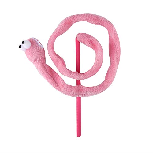 TOPINCN Gato Interactivo Juguete Divertido De Dibujos Animados En Forma De Serpiente Suave Felpa Teaser Mascota Gatos Gatito Ejercicio De Juguete Catcher Stick Stick(Rosa)