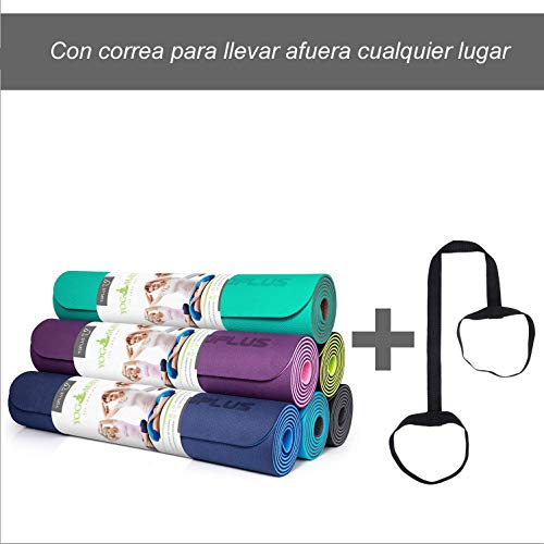 TOPLUS Esterilla Yoga Antideslizante Nivel Profesional Alfombrilla de Yoga Esterilla Pilates Esterilla Deporte- con Correa de Hombro 183cm x 61cm (Violeta)