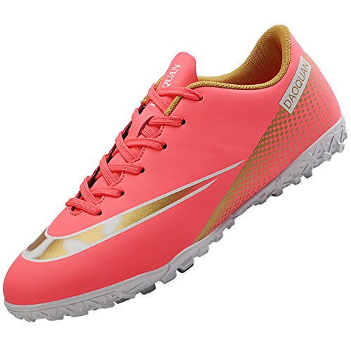 Topwolve Zapatillas de Fútbol para Hombre Profesionales Botas de Fútbol Aire Libre Atletismo Zapatos de Entrenamiento Zapatos de Fútbol,Rosa,35 EU