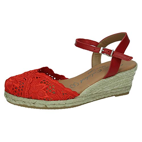 TORRES 5004 Zapatilla DE Encaje Mujer Alpargatas Rojo 38