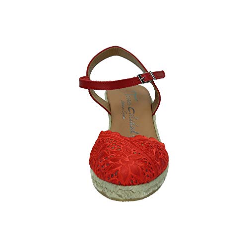 TORRES 5004 Zapatilla DE Encaje Mujer Alpargatas Rojo 38
